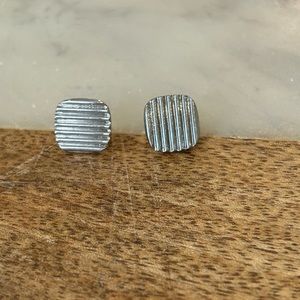 Textured square silver studs